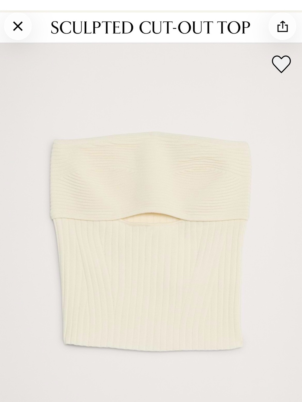 Banana Republic Cream Sculpted Cut-Out Ribbed Crop Top